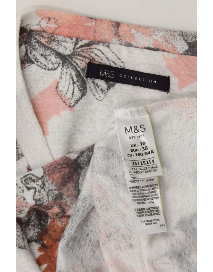 Marks & Spencer ženska prevelika majica dugih rukava UK 10 Mala bijela cvjetna