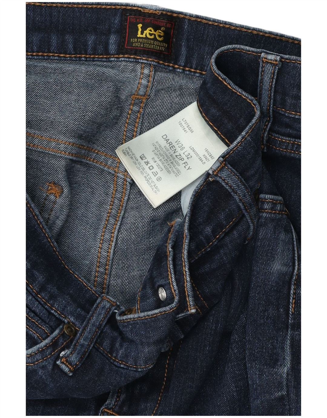 LEE muške ravne traperice Daren Zip Fly W36 L32 plavi pamuk