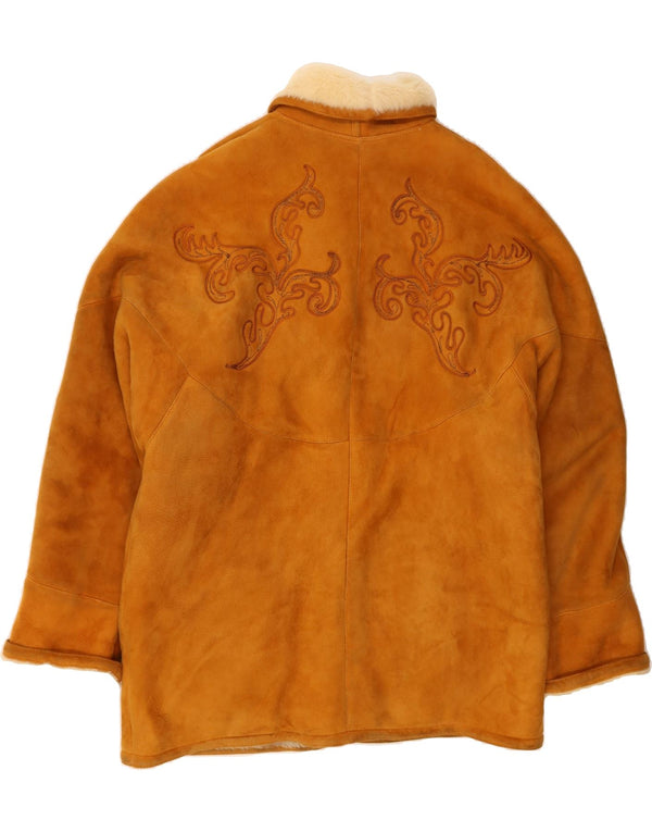 CONBIPEL Womens Oversized Shearling Coat IT 44 Medium Brown Paisley