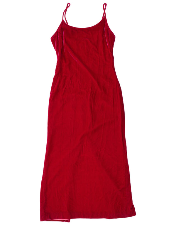 RICHARD LEWIS Ženska maksi haljina bez rukava od velura UK 12 srednje ružičasta