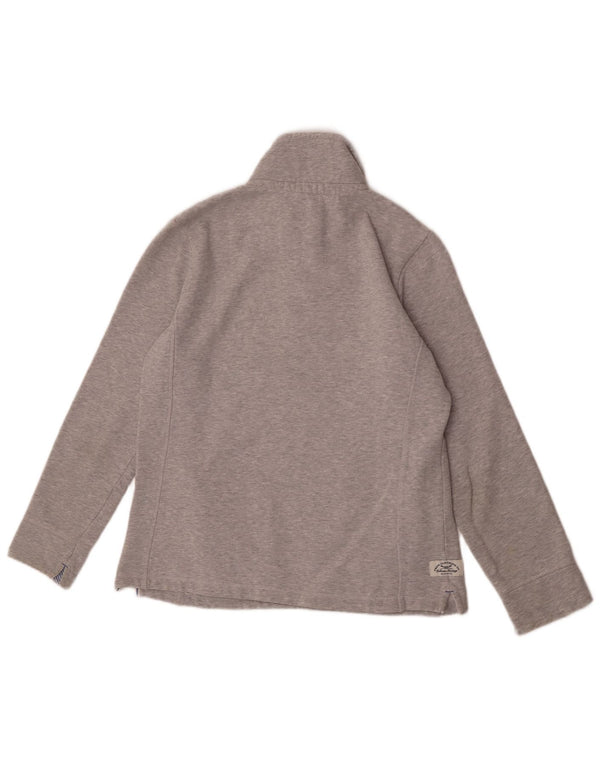 Crew Clothing Ženska majica s izrezom s patentnim zatvaračem UK 12 srednje sivi pamuk