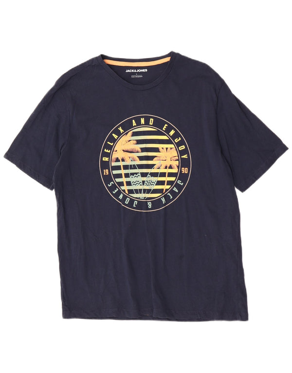 Jack & Jones muška majica kratkih rukava s grafičkim motivima, veliki tamnoplavi pamuk