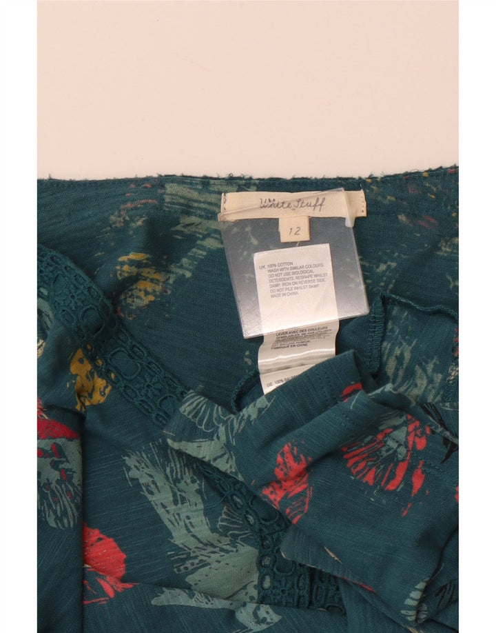 WHITE STUFF Womens Graphic 3/4 Sleeve Sheath Dress UK 12 Medium Green