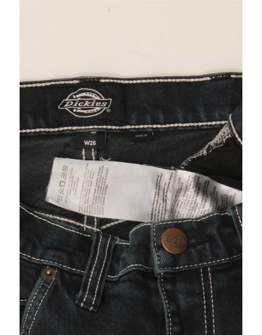 Dickies muške Cargo uske traperice W26 L28 crni pamuk