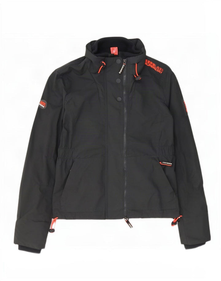 Superdry ženska kišna jakna s grafičkim motivima UK 14 srednje sivi najlon