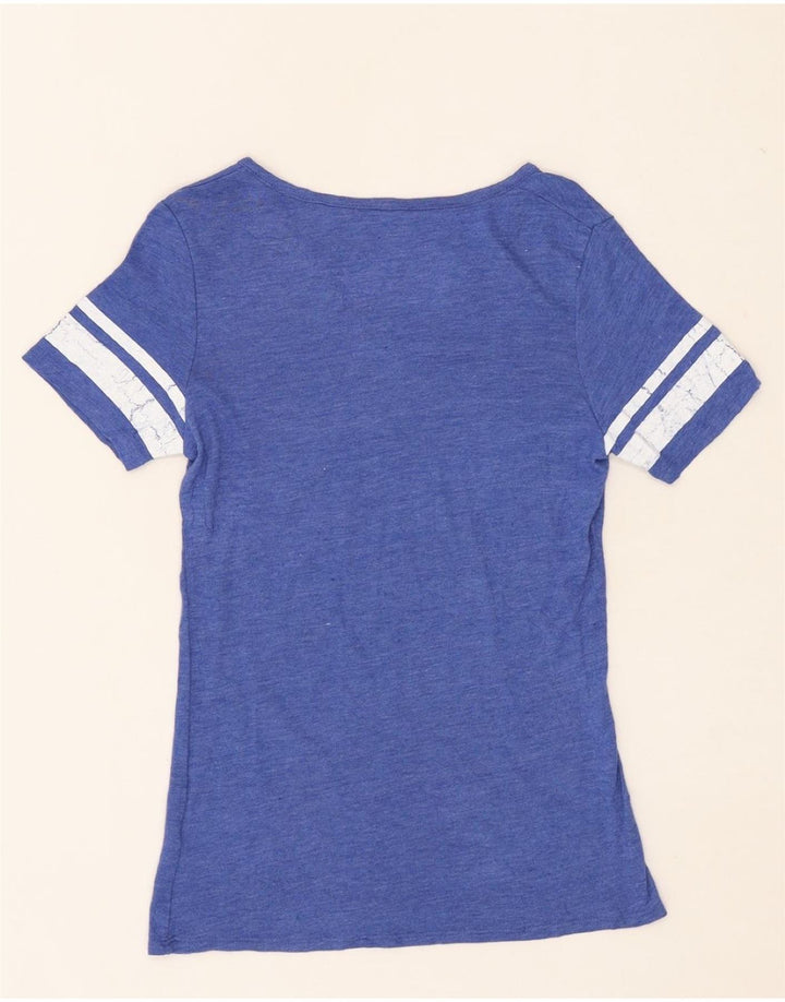 MAJESTIC Womens Graphic T-Shirt Top UK 12 Medium Blue Polyester Vintage Majestic and Second-Hand Majestic from Messina Hembry 