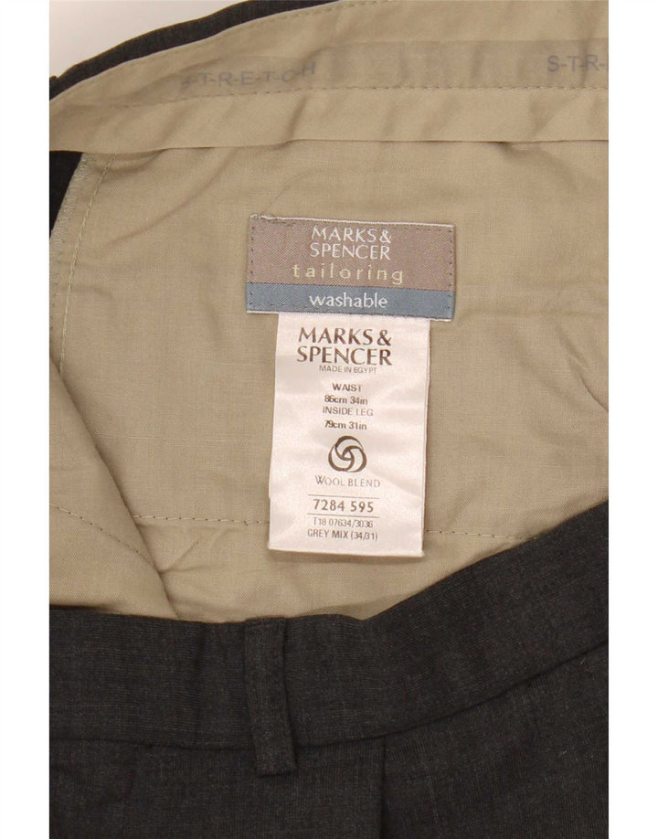 Marks & Spencer muške hlače s štipaljkama po mjeri W34 L28 sivi poliester