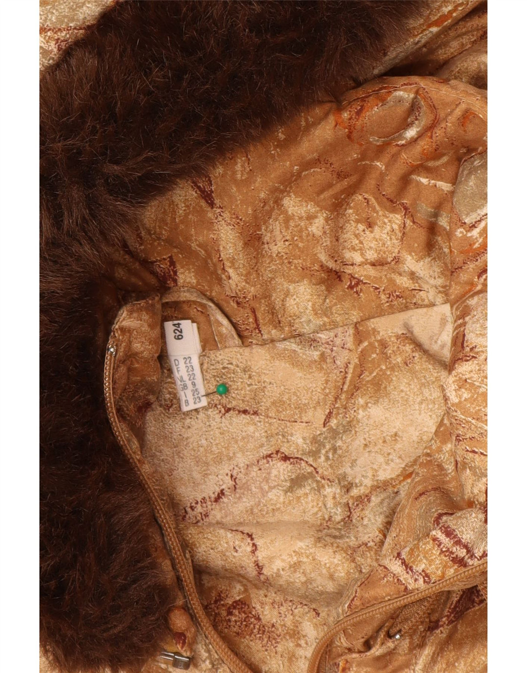 VINTAGE ženski kaput vjetrovke s kapuljačom, veličina 22 3XL, bež geometrijski