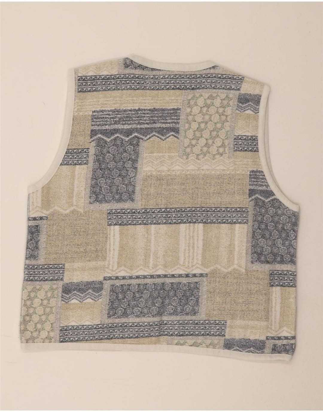 VINTAGE Ženska otvorena jakna UK 18 XL Bež Patchwork