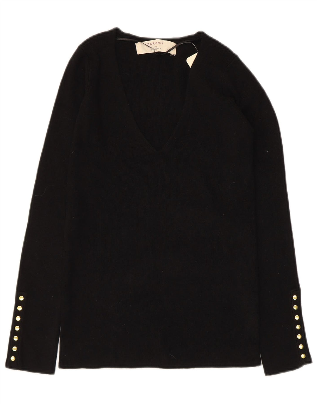 ZARA ženski džemper s V-izrezom UK 12 srednje crne svile