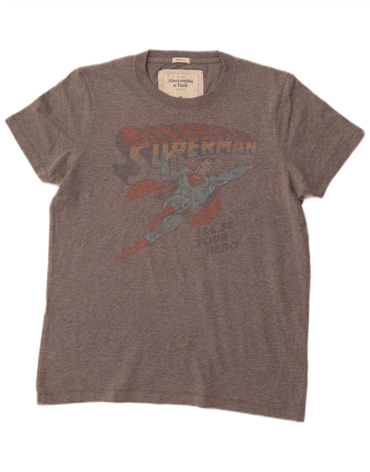 ABERCROMBIE & FITCH Muška majica kratkih rukava s grafičkim motivima Srednje sivi pamuk
