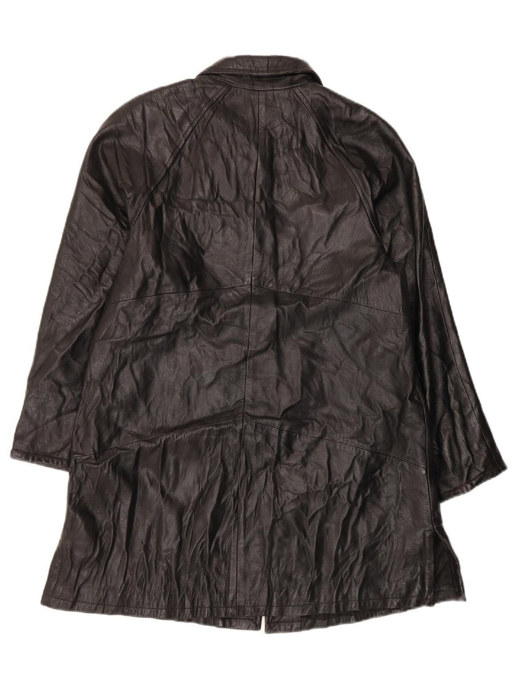 DOUGLAS Womens Leather Coat IT 44 Medium Black Leather