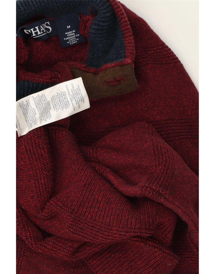 Chaps, muški džemper s dugmadima i ovratnikom, srednji bordo prugasti pamuk