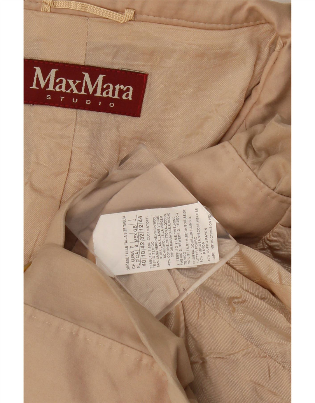 Max Mara ženski kratki sako sa 3 gumba UK 12 Srednje bež vuna