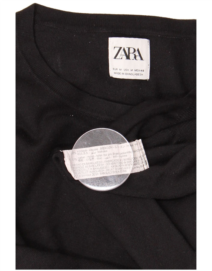 ZARA muški džemper s okruglim izrezom srednje crne viskoze