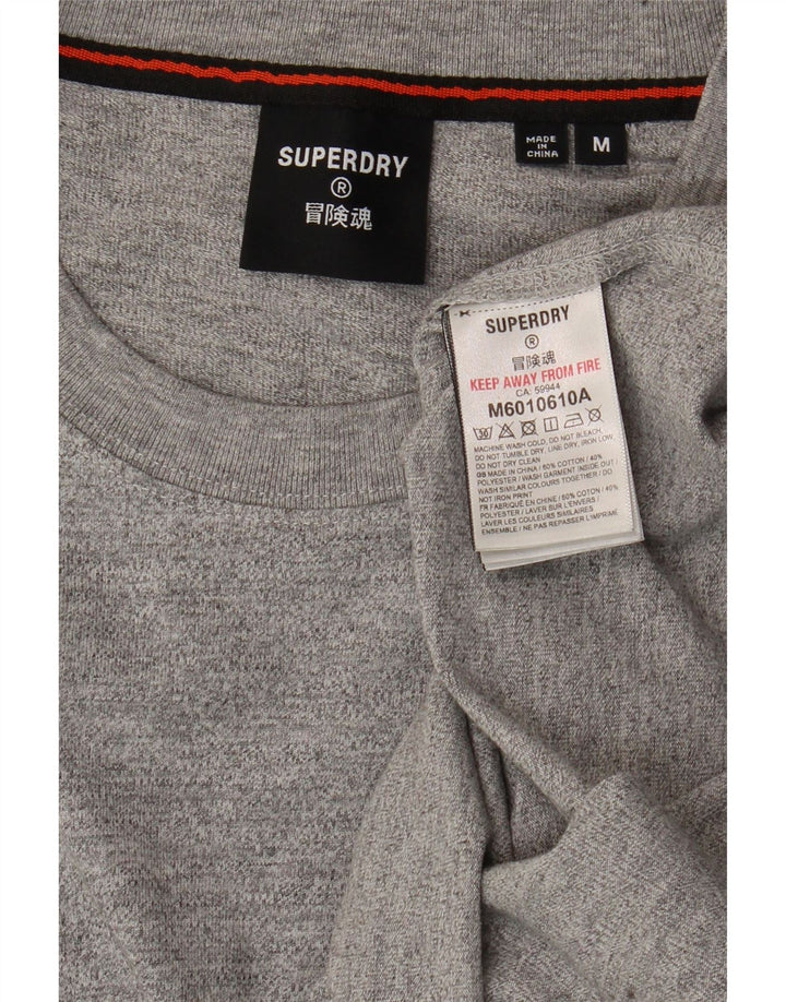 SUPERDRY muška grafička majica dugih rukava, srednje sivi flekasti pamuk
