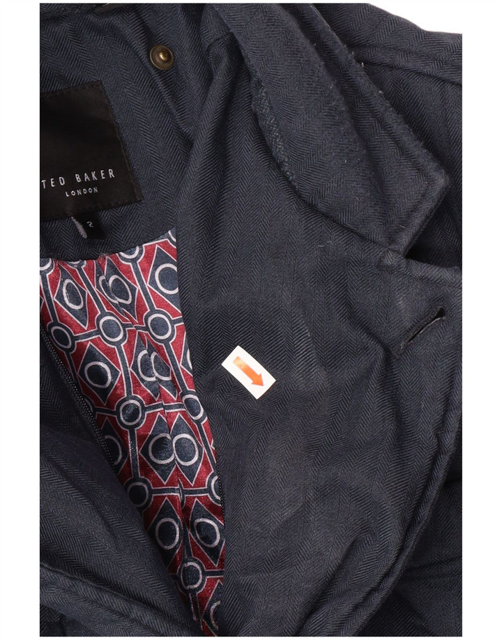 TED BAKER Muška prošivena jakna veličine 2 Mala tamnoplava klasična riblja kost