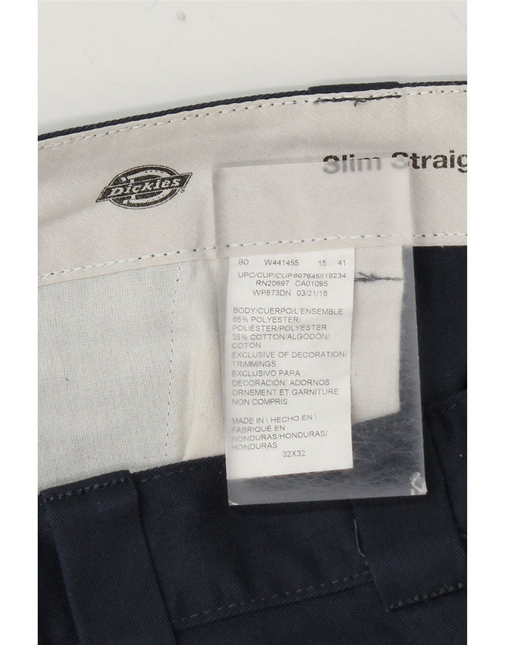 DICKIES Muške ravne uske chino hlače W32 L32 tamnoplavi poliester
