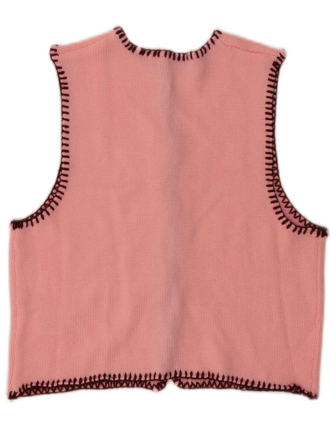 VINTAGE ženski kratki kardigan pulover bez rukava UK 6 XS ružičasti akril