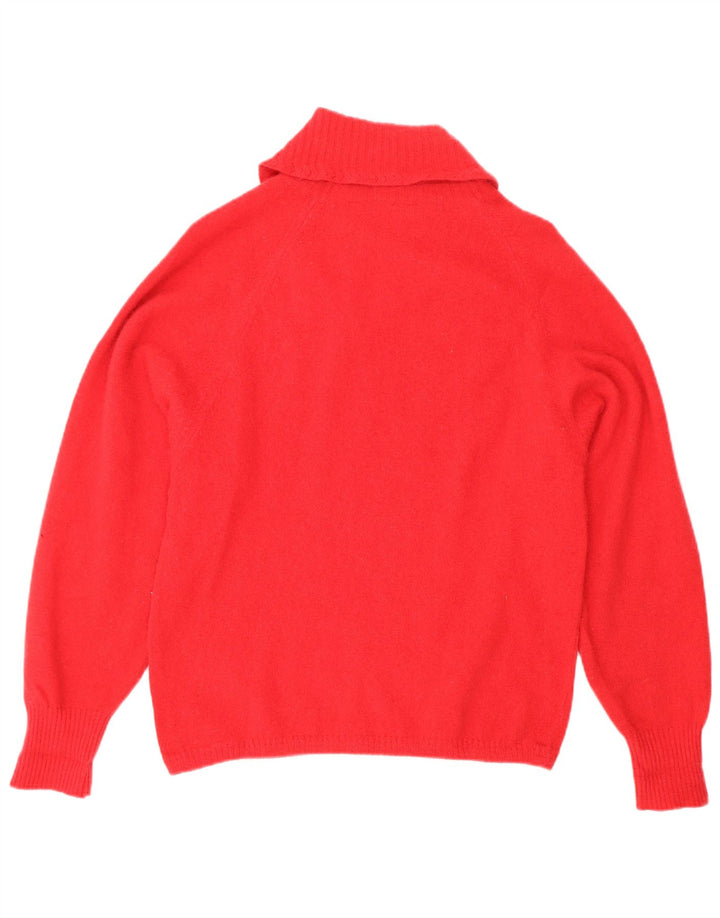 Vintage ženski džemper sa šal ovratnikom UK 12 srednje crvene vune