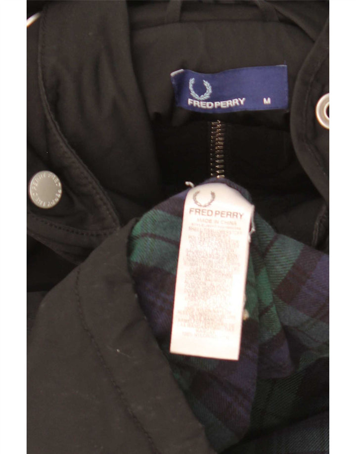 Fred Perry muška vjetrovka s kapuljačom UK 38 Srednje crni najlon