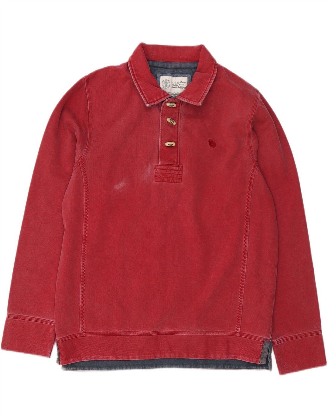 FAT FACE Muški džemper s polo izrezom i srednjim crvenim pamukom