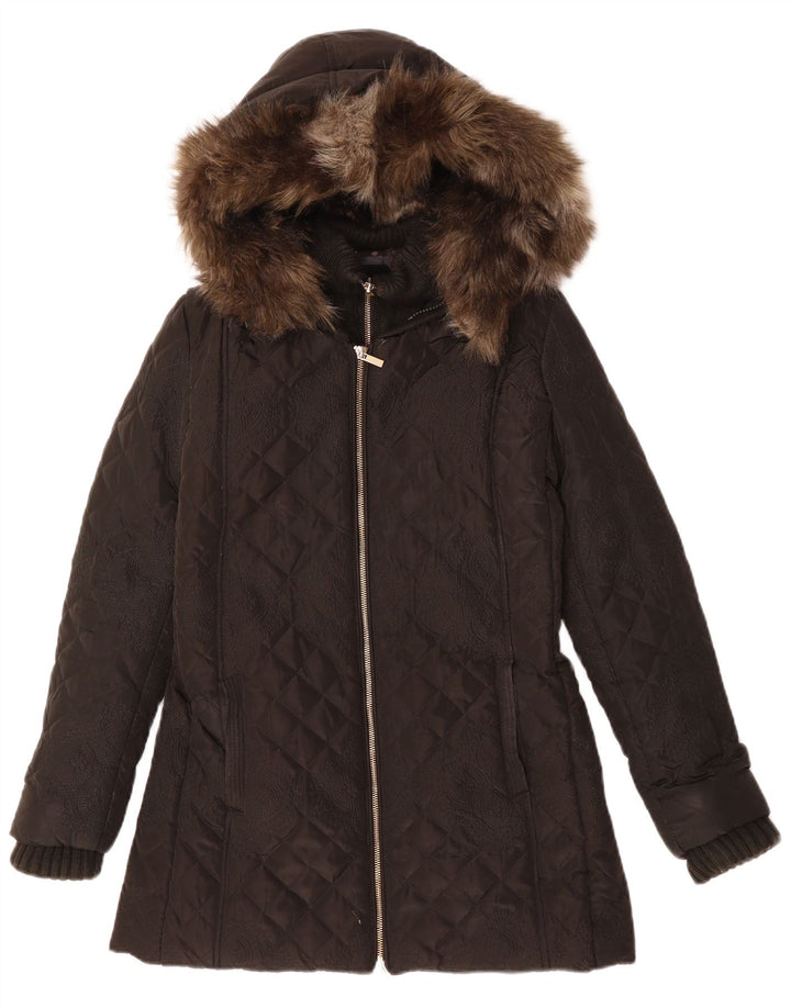 DESIGUAL Ženska prošivena podstavljena jakna s kapuljačom EU 38, srednje crna paisley boja