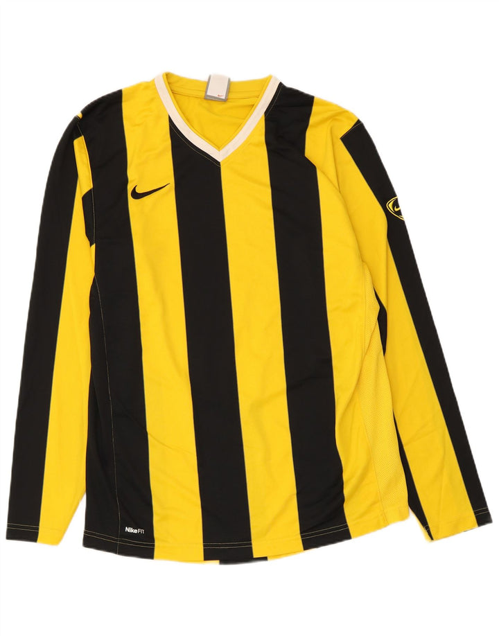 Nike Muška majica dugih rukava UK 39/41 srednje žuti prugasti poliester