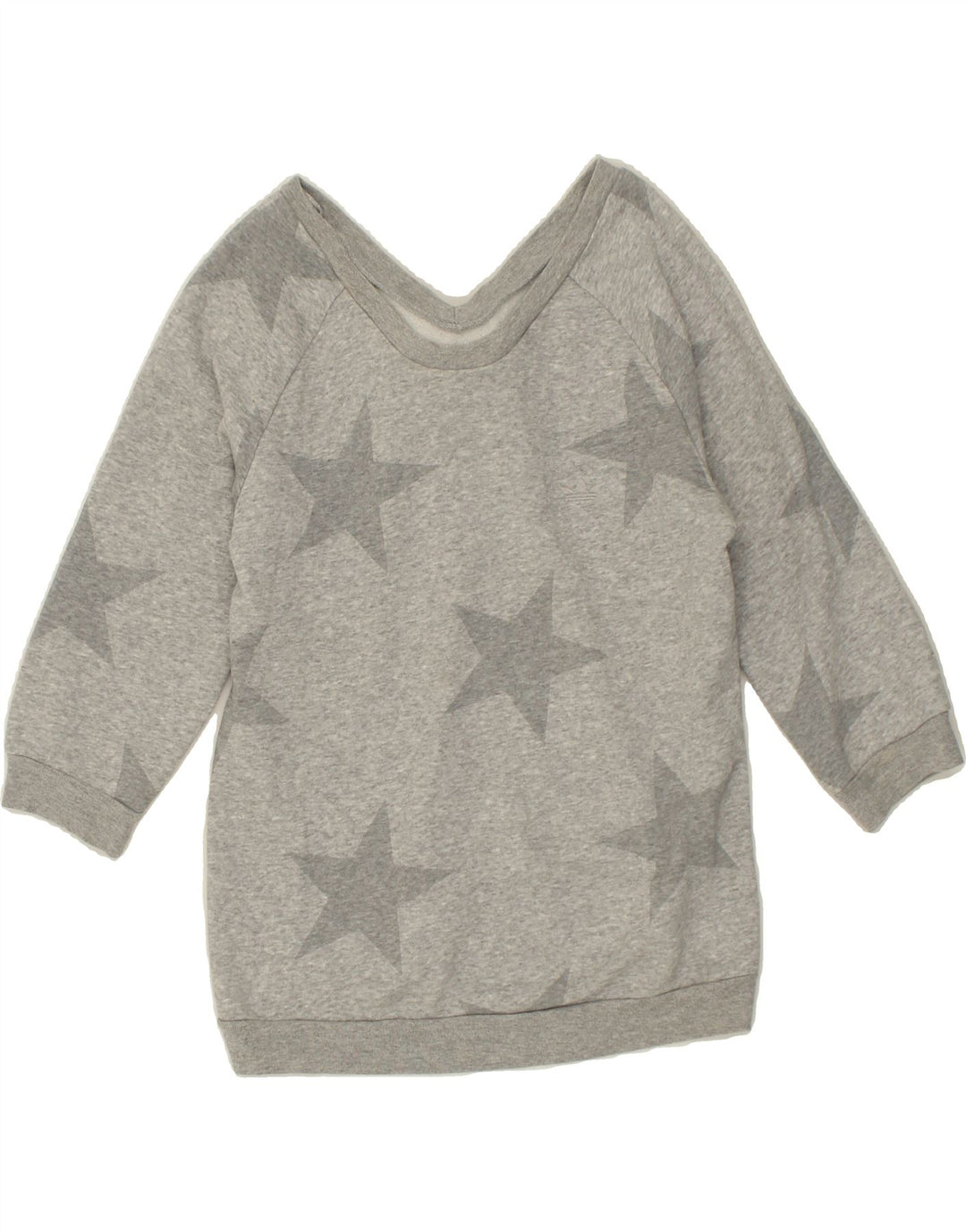 ADIDAS Womens Graphic 3/4 Sleeve Sweatshirt Jumper EU 40 Medium Grey Vintage Adidas and Second-Hand Adidas from Messina Hembry 