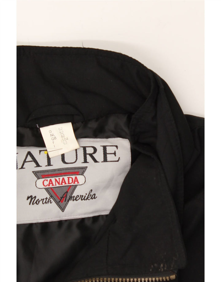 CANADA Mens Bomber Jacket UK 42 XL Black Polyester Vintage Canada and Second-Hand Canada from Messina Hembry 