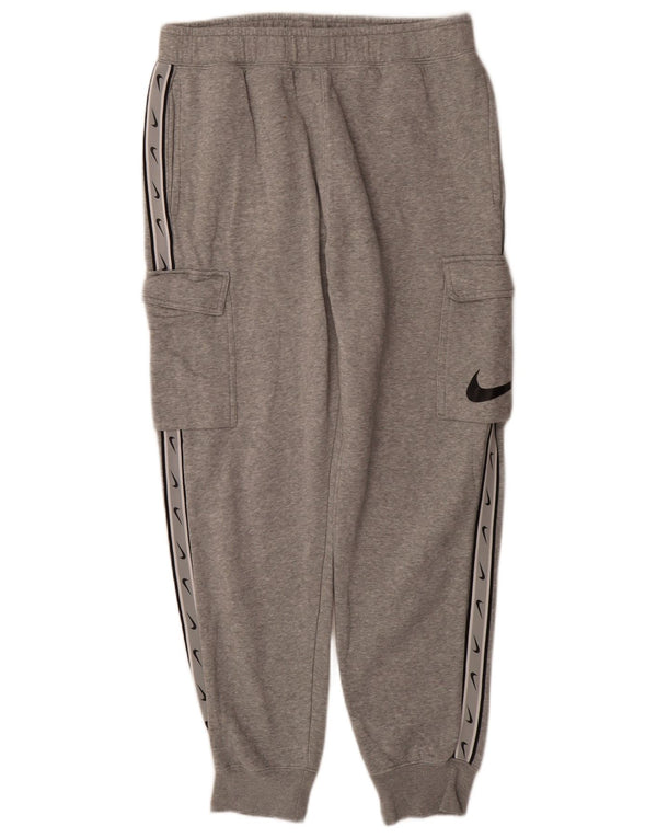Nike muške grafičke kargo trenirke, hlače za trčanje, srednje sive fleke