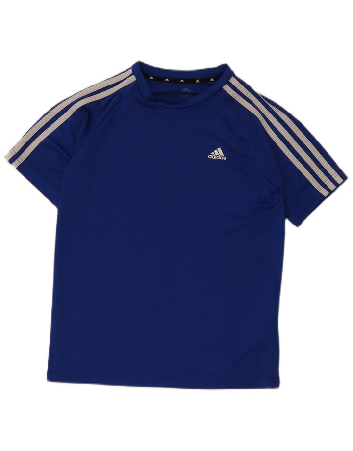 ADIDAS Boys Aeroready T-Shirt Top 13-14 Years Blue Poliester