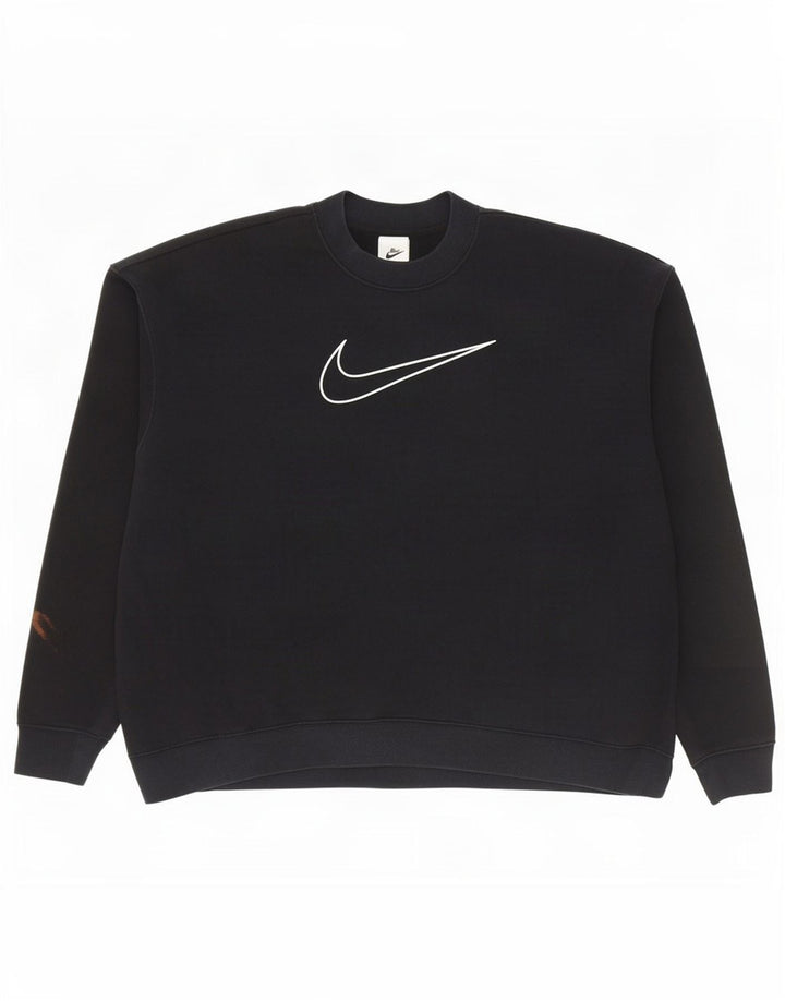 Veliki crni pamuk Nike Dri Fit Graphic Sweatshirt džemper