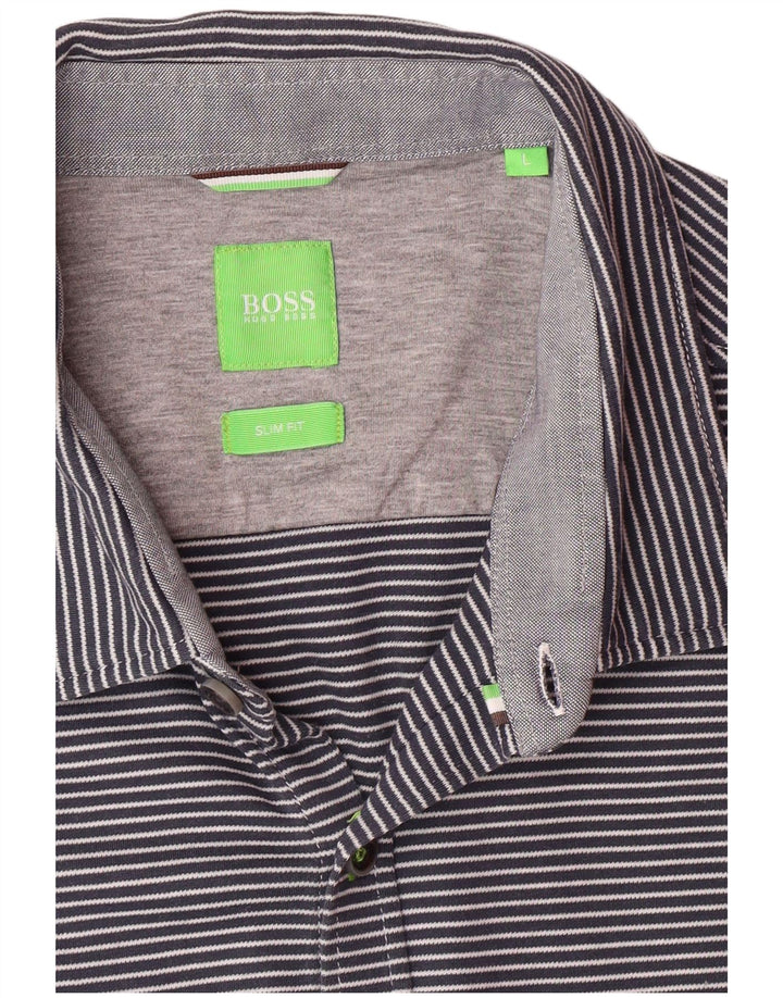 HUGO BOSS Muška uska majica kratkih rukava, velika tamnoplava prugasta