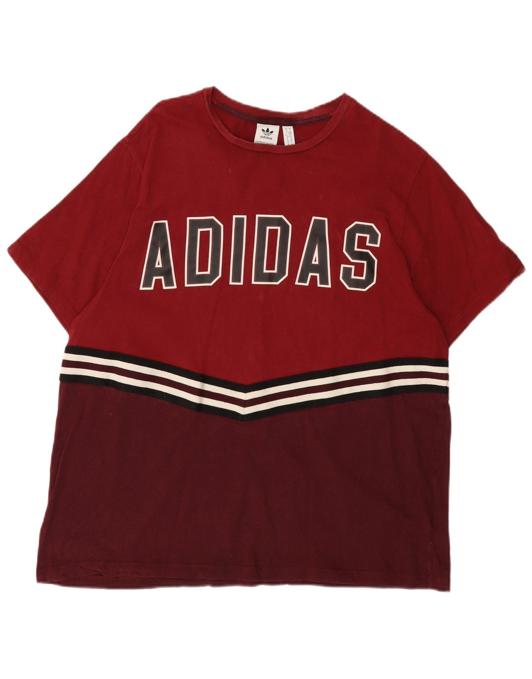ADIDAS Ženska grafička majica kratkih rukava UK Small 10 Burgundy Colourblock