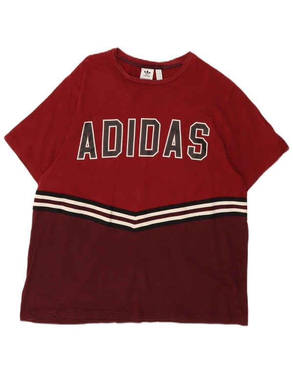 ADIDAS Ženska grafička majica kratkih rukava UK Small 10 Burgundy Colourblock