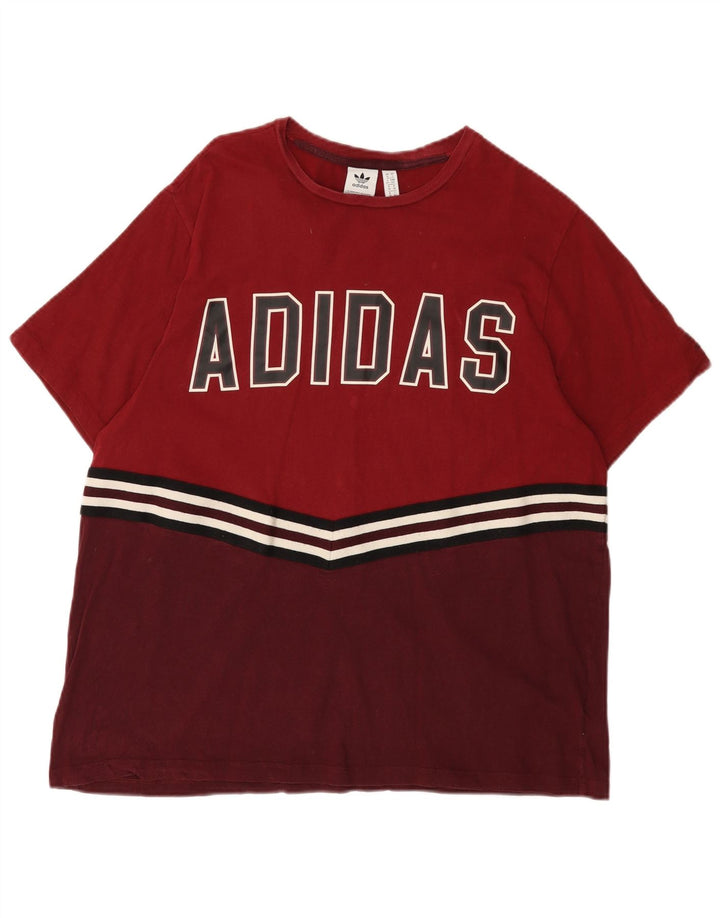 ADIDAS Ženska grafička majica kratkih rukava UK Small 10 Burgundy Colourblock