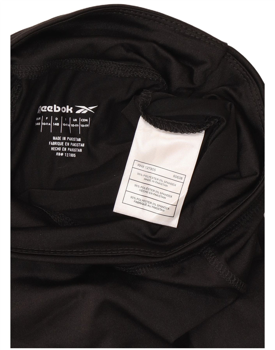 Reebok Girls Capri Graphic Leggings 10-11 Years Black Poliester