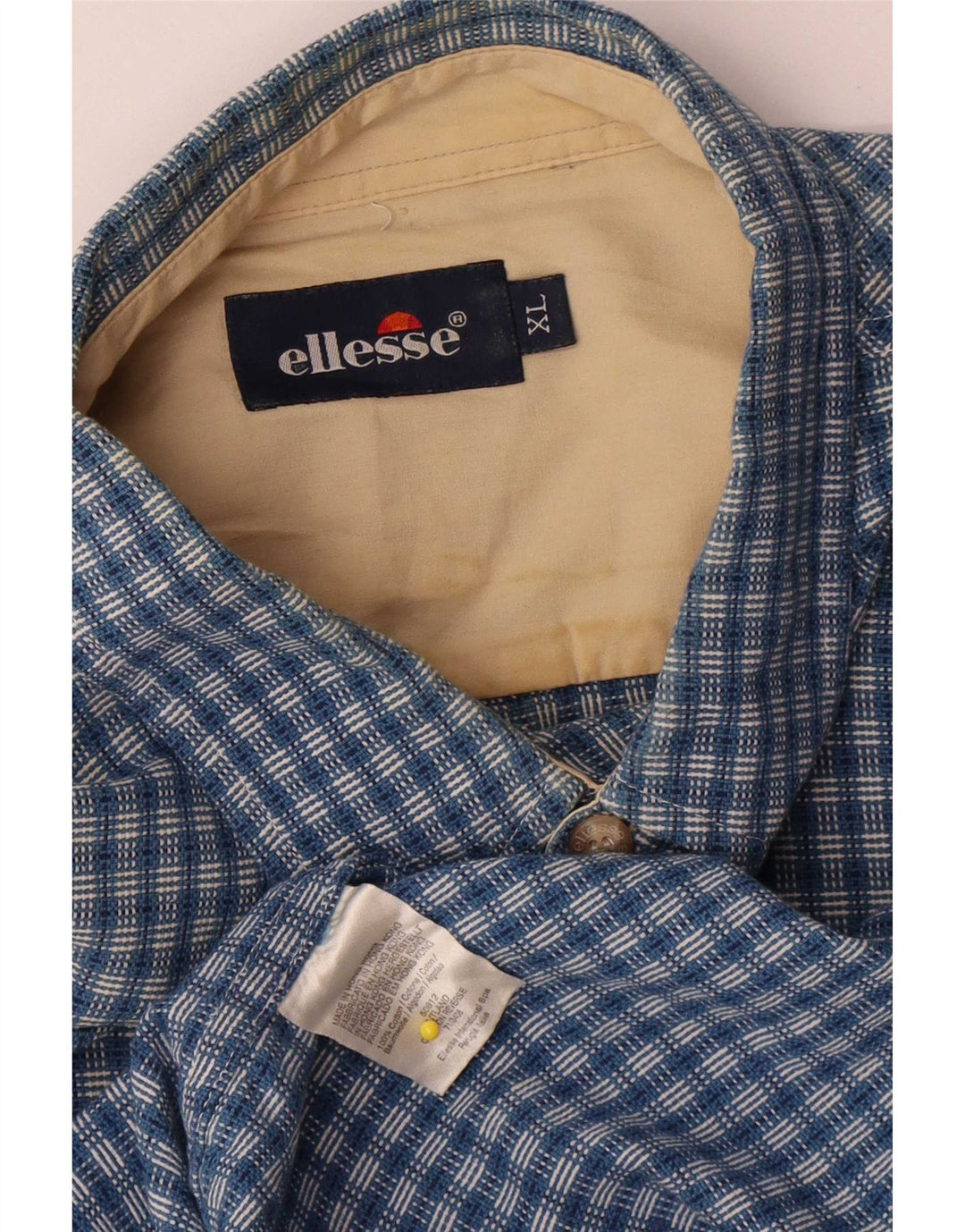 Ellesse muška košulja kratkih rukava XL, plavi karirani pamuk