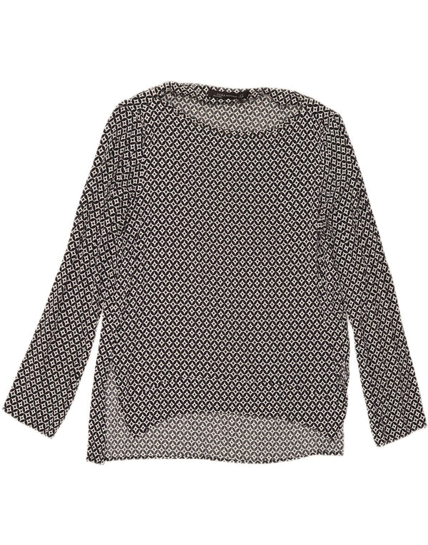 Zara ženska majica s dugim rukavima UK 10 Mala tamnoplava geometrijska viskoza