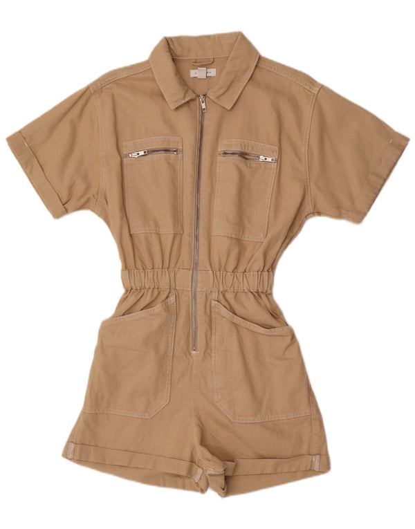 Topshop ženski kombinezon kratkih rukava UK 8 Small Beige Cotton