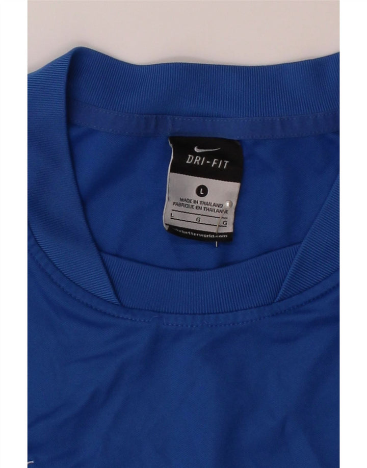 NIKE Mens Dri Fit T-Shirt Top Large Blue Polyester Vintage Nike and Second-Hand Nike from Messina Hembry 