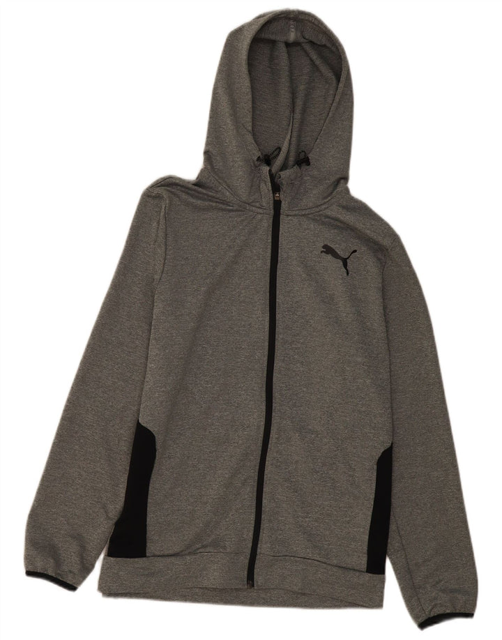 PUMA Mens Zip Hoodie Sweater Medium Grey Colourblock Polyester