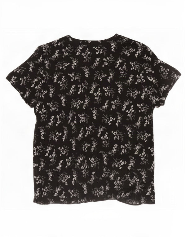 Marks & Spencer Ženska St. Michael bluza Top UK 16 Veliki crni cvjetni