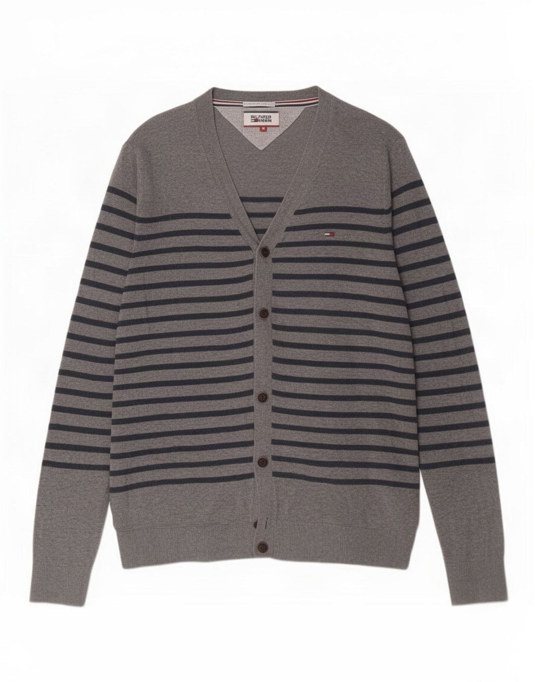 Tommy Hilfiger muški džemper srednje sive pruge od pamuka