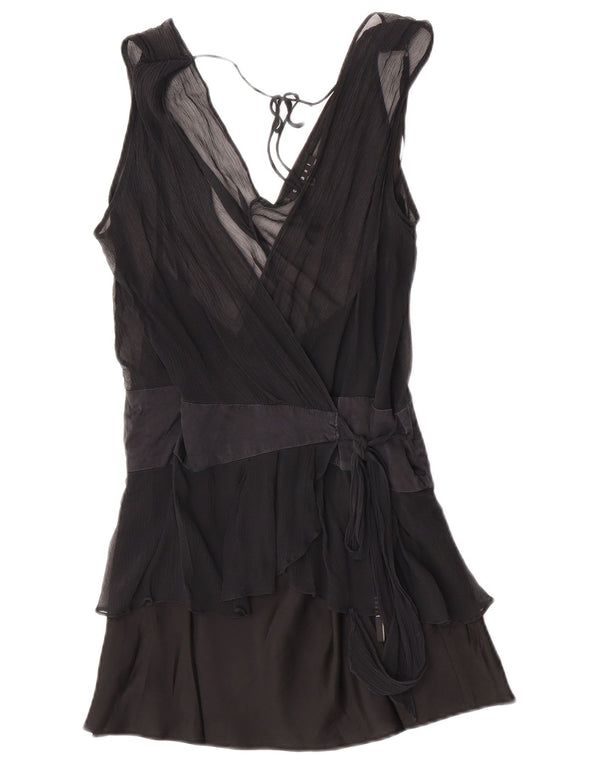 Coast ženska majica bez rukava na omot UK 16 velika crna svila