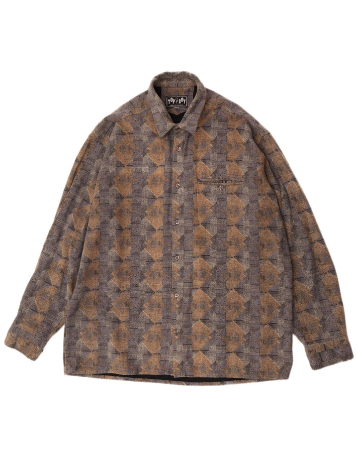 Vintage muška flanelska majica velike plave geometrije