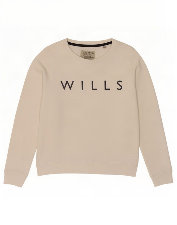 Jack Wills Ženski džemper s grafičkim motivima UK 10 Mali bijeli pamuk
