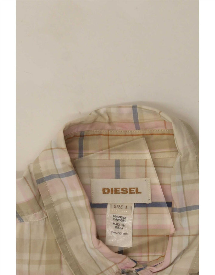 Diesel muška košulja kratkih rukava, veliki bež karirani pamuk