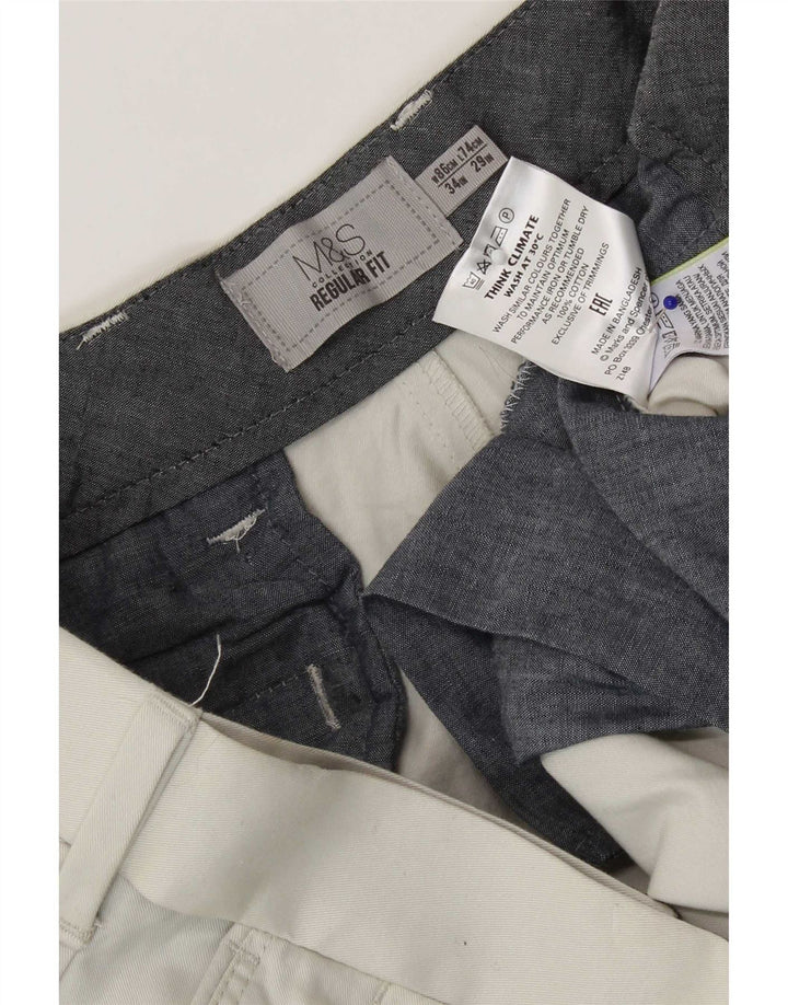 Marks & Spencer muške chino hlače standardnog kroja W34 L29 bijeli pamuk